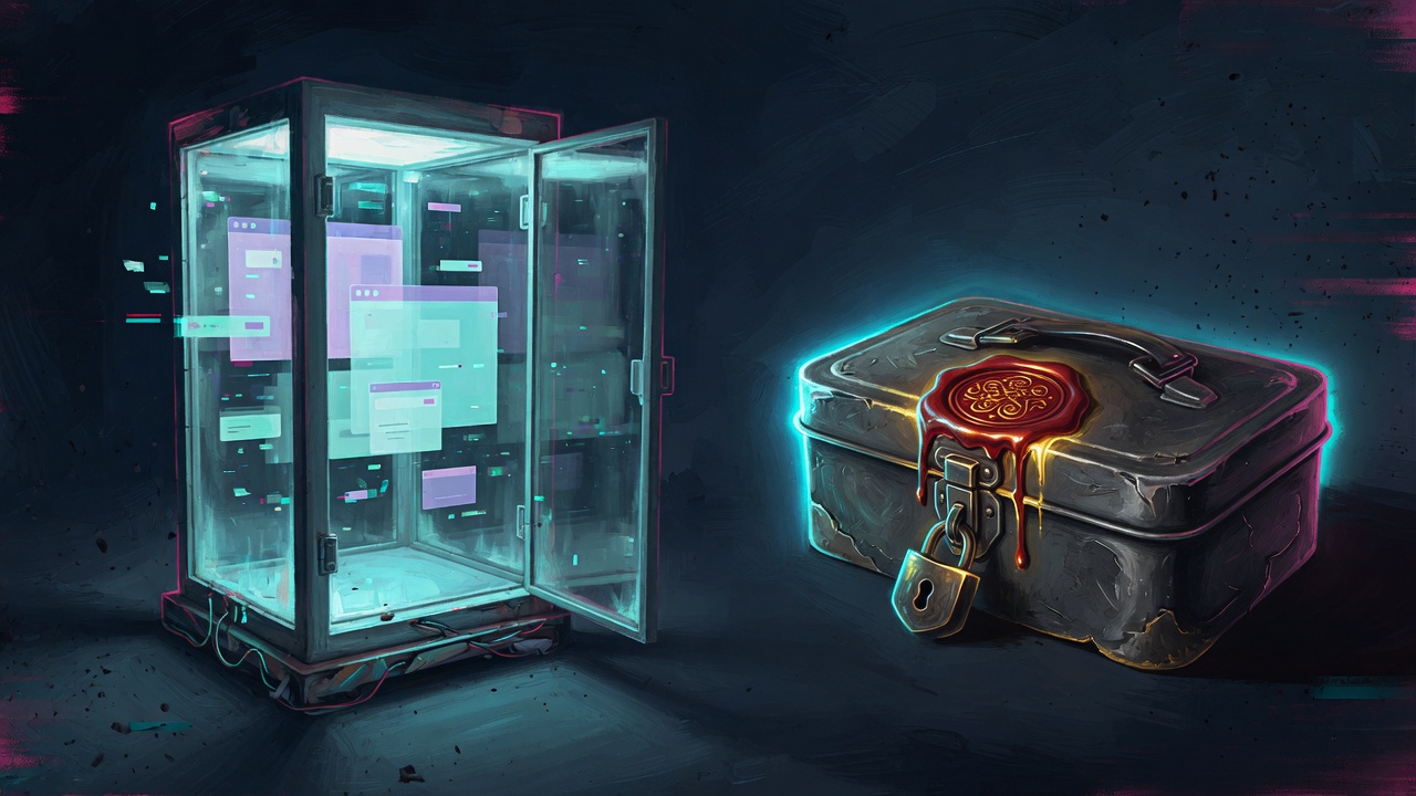 Open glass kiosk beside a locked sealed lunchbox