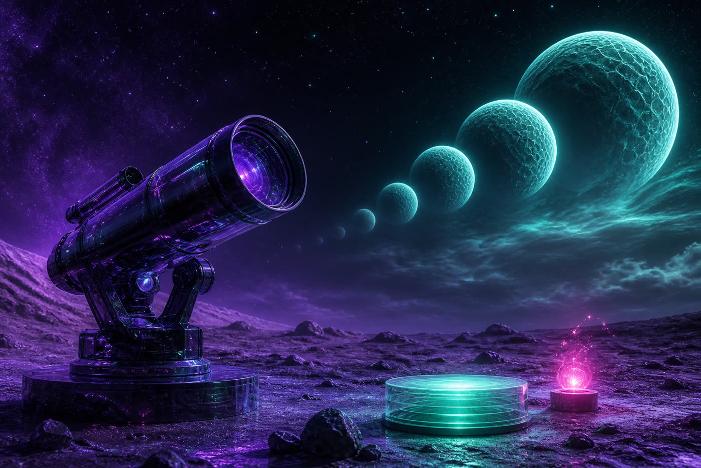 Recursive DNS resolver as a dark-glass telescope aimed at layered name-server moons